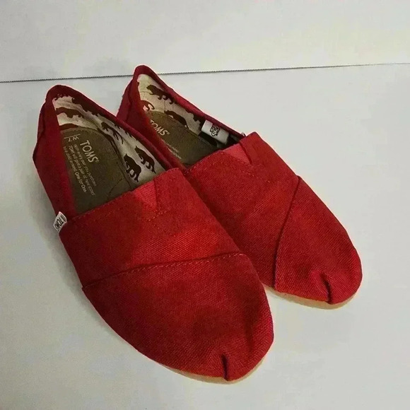 Tom's Women's Red Canvas Classic Minimalist Casual Comfy Slip On Shoes Size US 7 - Picture 1 of 11
